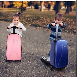 COPY - Pink and Blue Ride-On Luggage Scooter